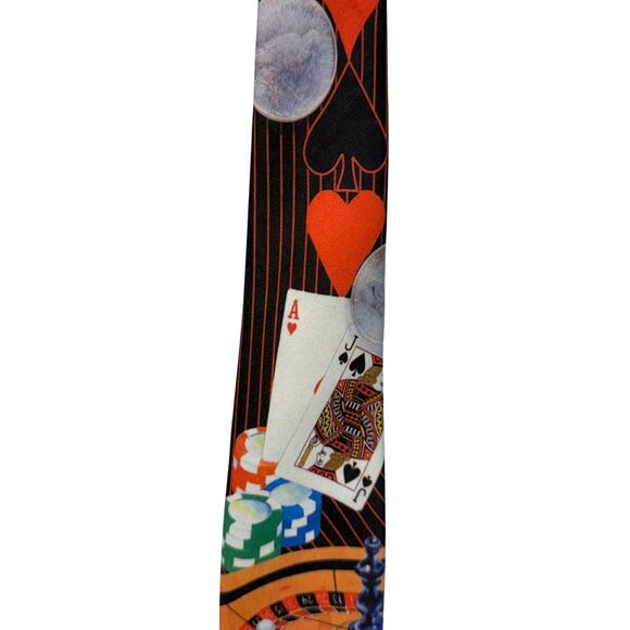 Vintage 1994 Ralph Marlin Gambling Casino Cards Slots‎ Poker Dice Vegas Neck Tie - Picture 6 of 8